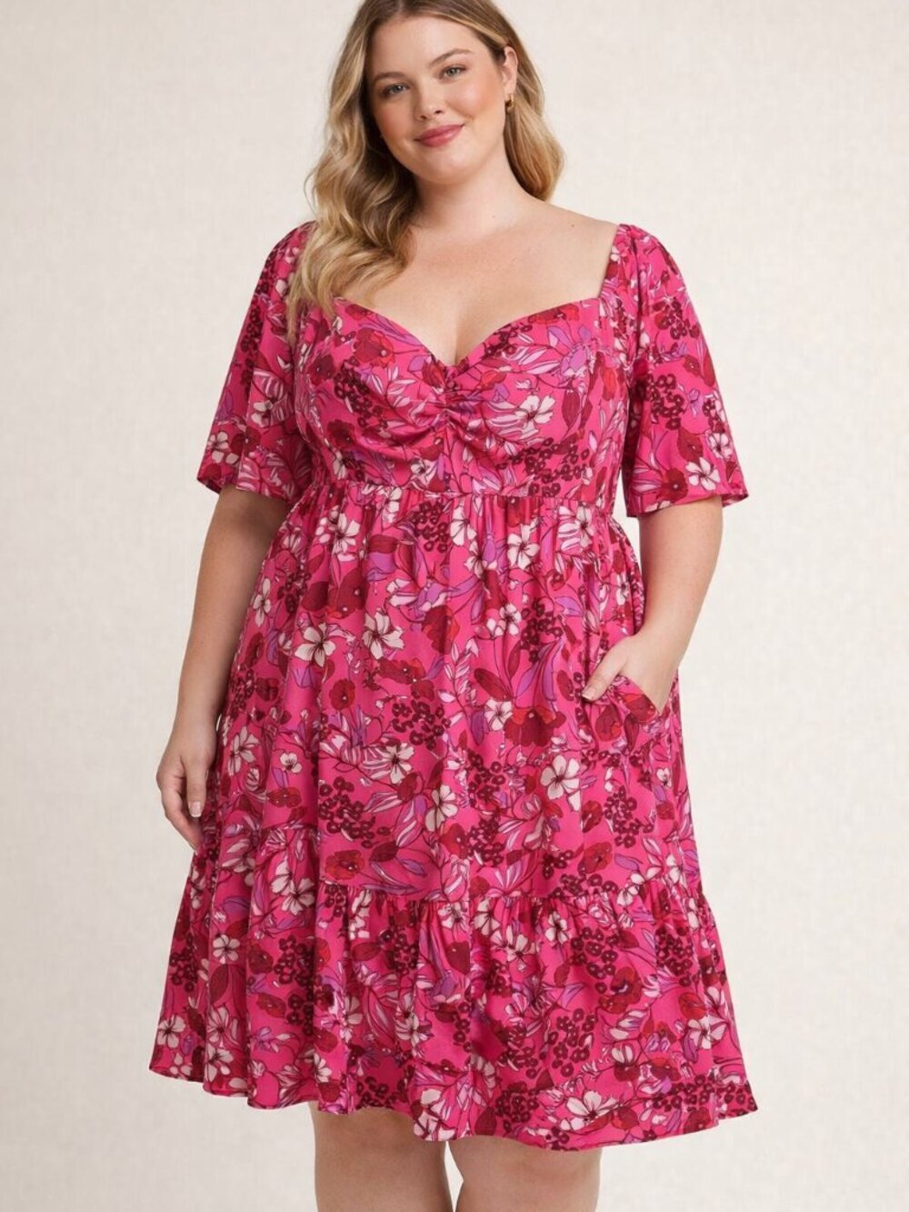 Draper James Pink Floral Midi Dress